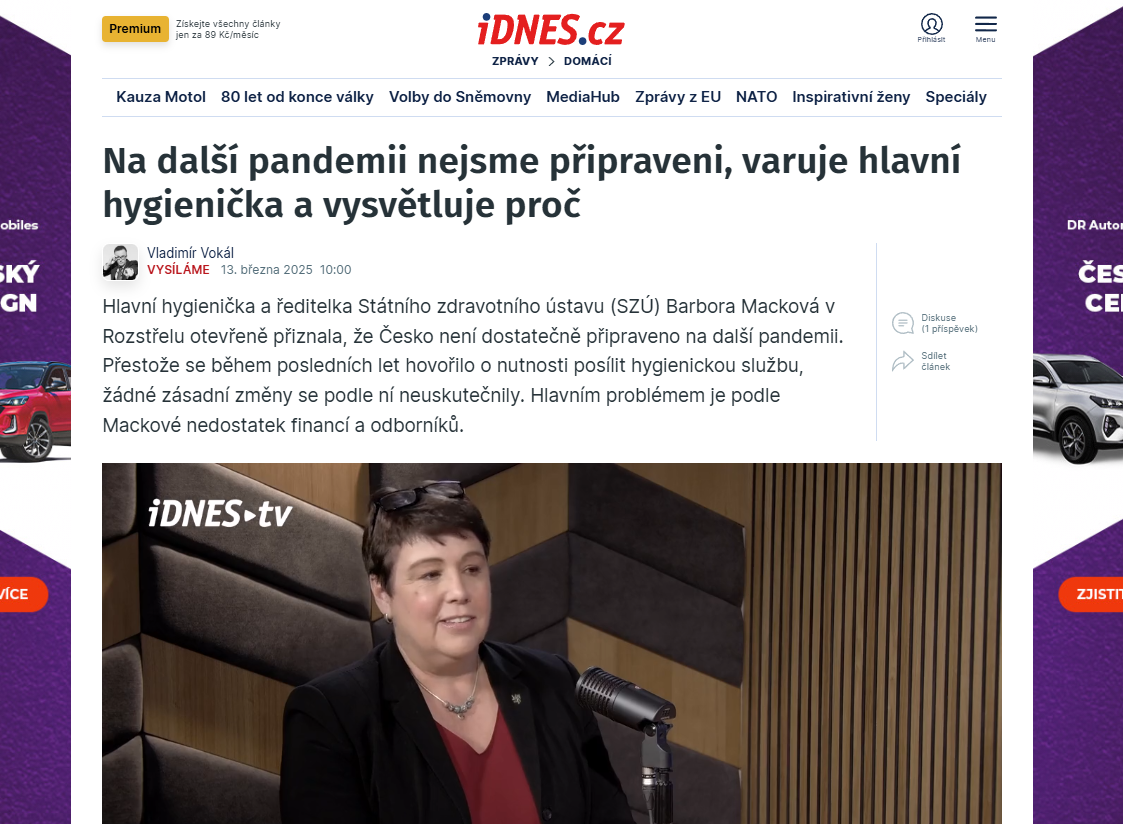 Barbora Macková: Hygienická služba je strašně poddimenzovaná, personálně i finančně