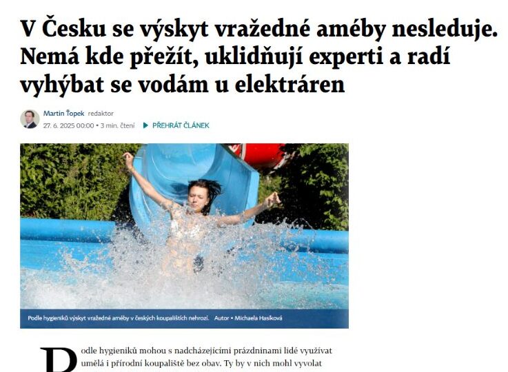 Hospodářské noviny: V ČR se výskyt vražedné améby nesleduje. Nemá kde přežít