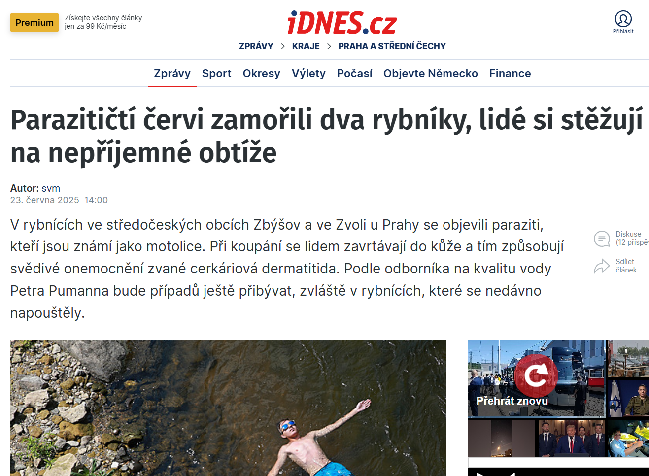 Petr Pumann pro iDnes.cz: Cerkáriové dermatitidy bude přibývat. Pozor na rybníky, které se nedávno napouštěly