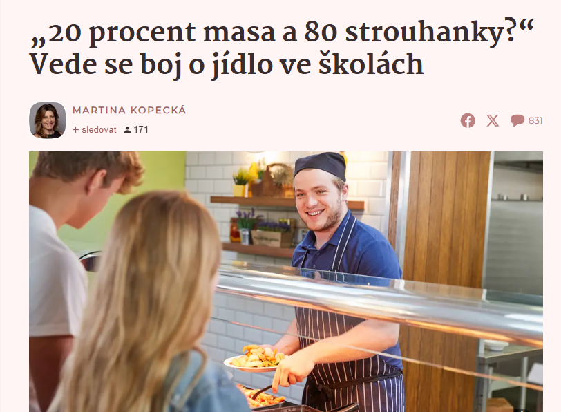 Alexandra Košťálová pro Seznam Zprávy: Důraz na kvalitní stravu ve školách, zákaz slazených nápojů i dehydrovaných směsí