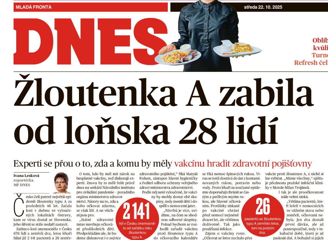 Kateřina Fabiánová pro MF Dnes: Epidemie žloutenky může trvat ještě nejméně další rok až dva