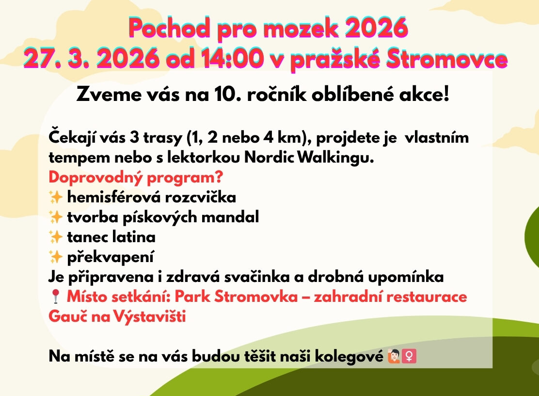 Pozvánka: Pochod pro mozek, 27. 3. 2026 od 14:00 v pražské Stromovce