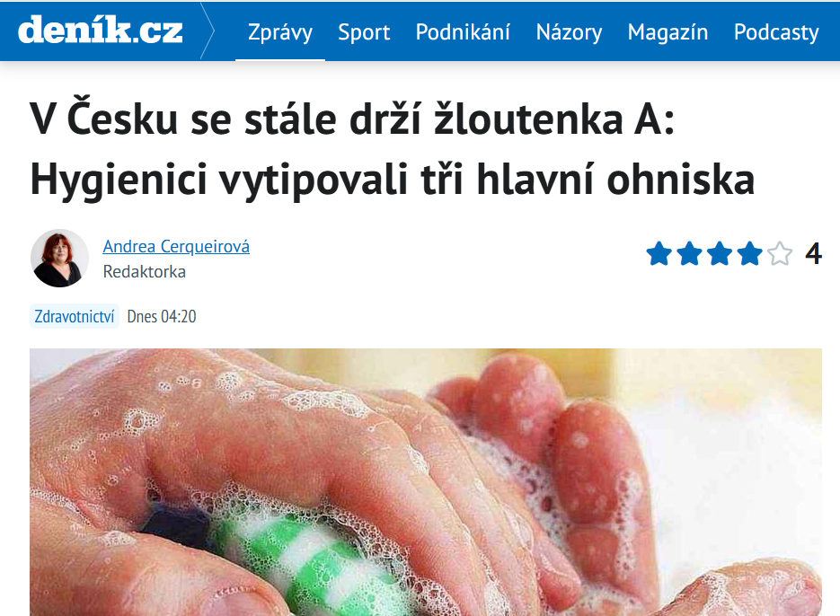 Kateřina Fabiánová: Velká část české populace je vnímavá ke žloutence A. Očkování a hygiena mají velký význam