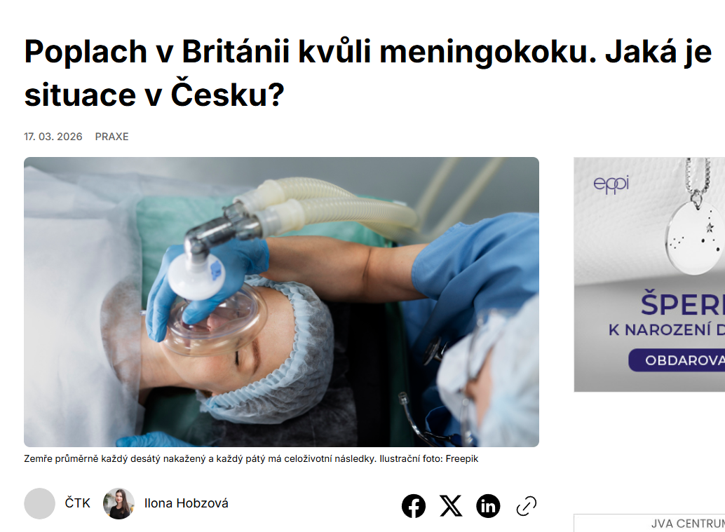 Zdravotnický deník: Poplach v Británii kvůli meningokoku. Jaká je situace v Česku?