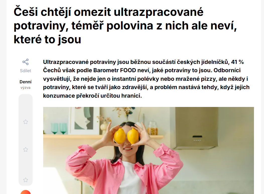 Eliška Selinger: Typickým znakem ultrazpracovaných potravin bývají aditiva, aromata, emulgátory nebo zvýrazňovače chuti