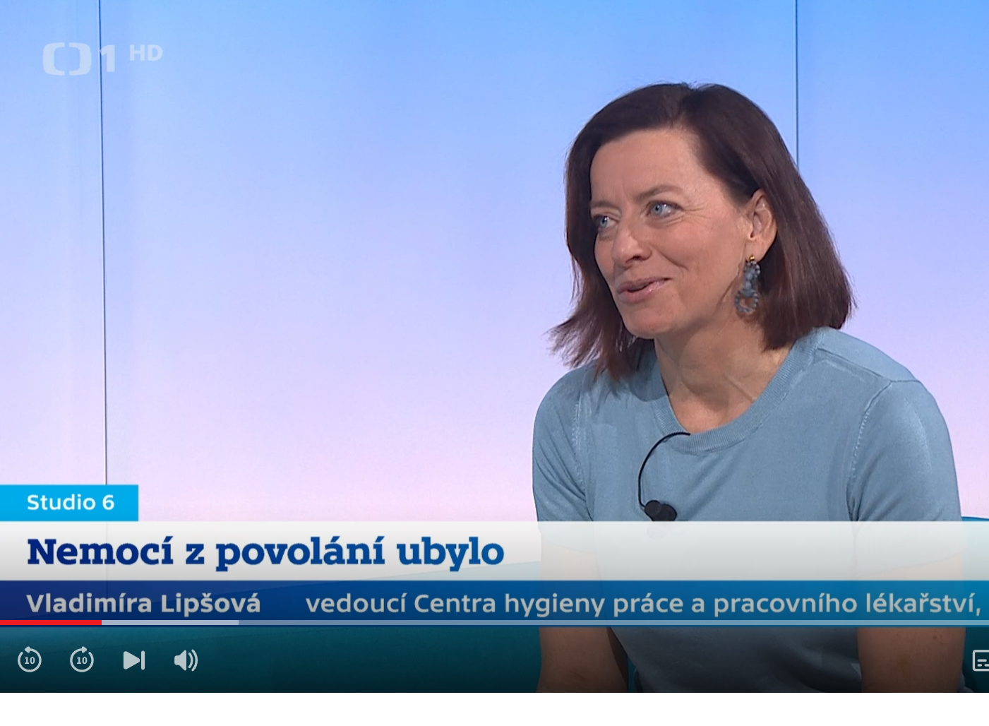 Vladimíra Lipšová pro ČT o nemocech z povolání: Ruce, předloktí a bederní páteř jsou nejčastěji zasaženy přetěžováním