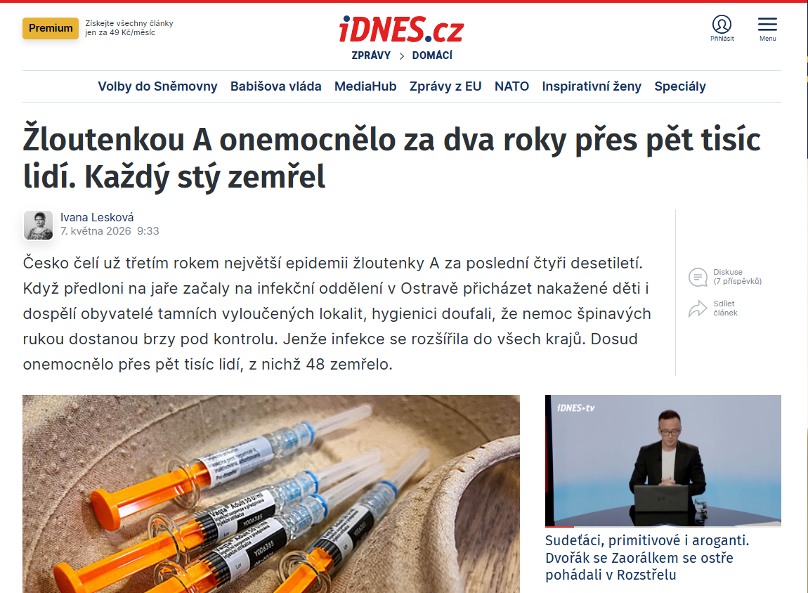 Kateřina Fabiánová pro iDnes.cz: Vše nasvědčuje tomu, že epidemie žloutenky typu A polevuje