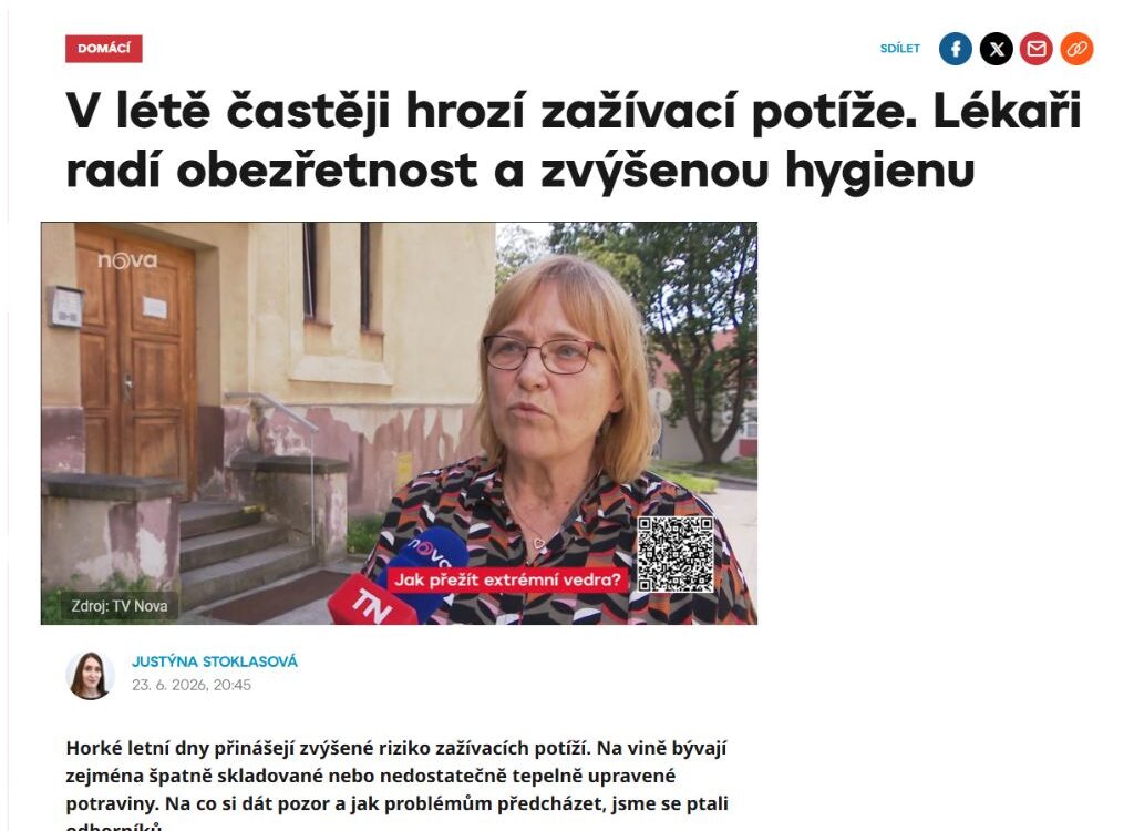 Nova: V létě častěji hrozí zažívací potíže. Lékaři radí obezřetnost a zvýšenou hygienu