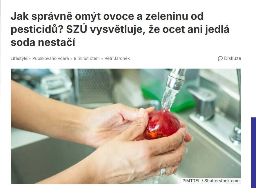 Tomáš Průša pro Kupi.cz: Jak správně omýt ovoce a zeleninu od pesticidů? Ocet ani jedlá soda nestačí