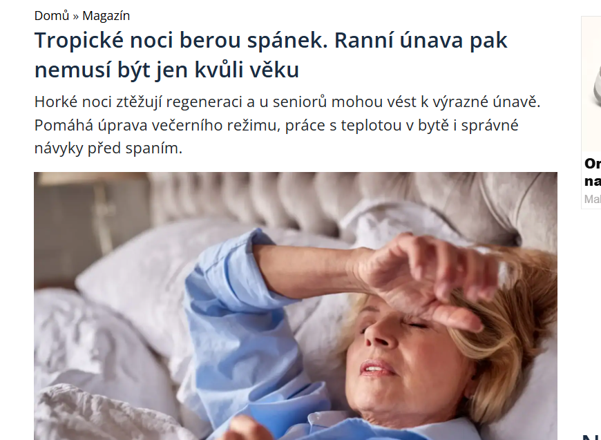 Tropické noci berou spánek. Ranní únava pak nemusí být jen kvůli věku